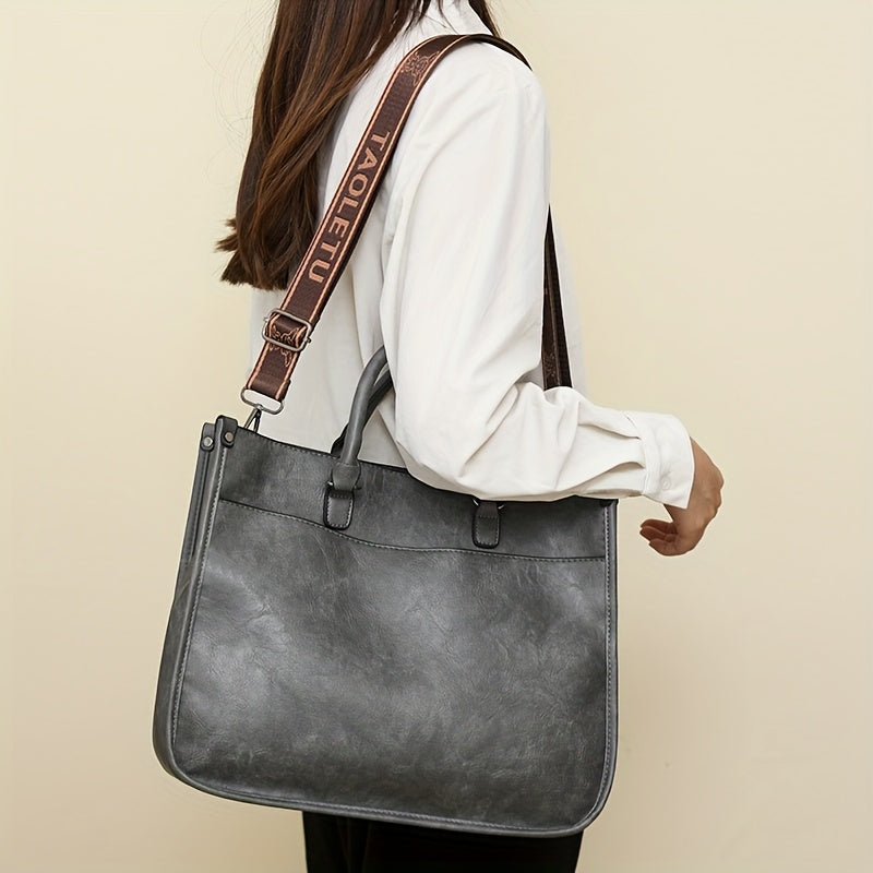 Stylish Brown Tote with Golden-Tone Hardware - Large Capacity, Detachable Shoulder Strap, Perfect for Work, Travel, And Everyday Use, Travel Tote | Sleek Tote Design | Durable