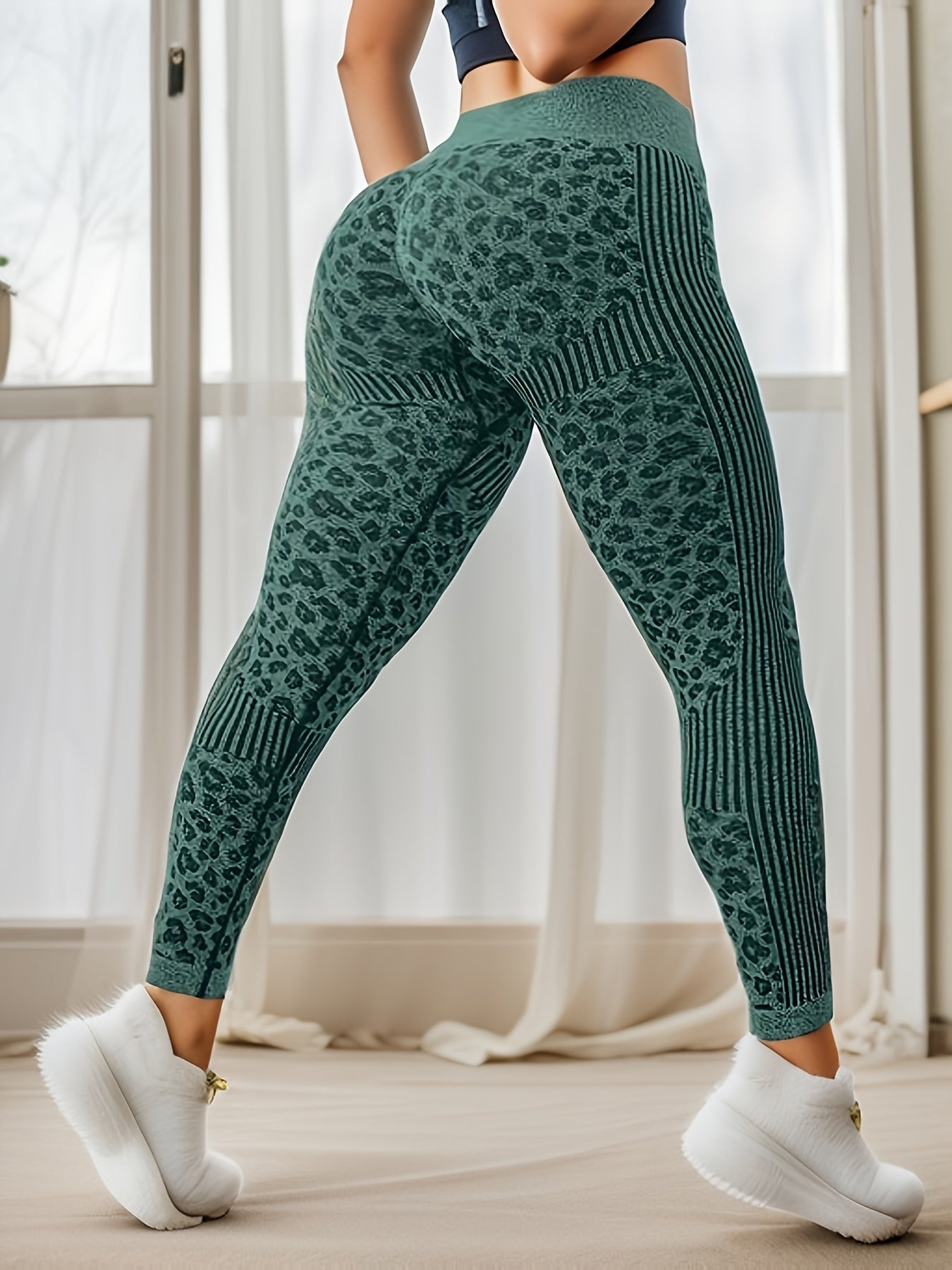 1pc Women'S Plus Size High Waist Yoga Leggings, Stretchy Athletic Pants for Fitness and Training, Breathable Sweat-Wicking Gym Wear