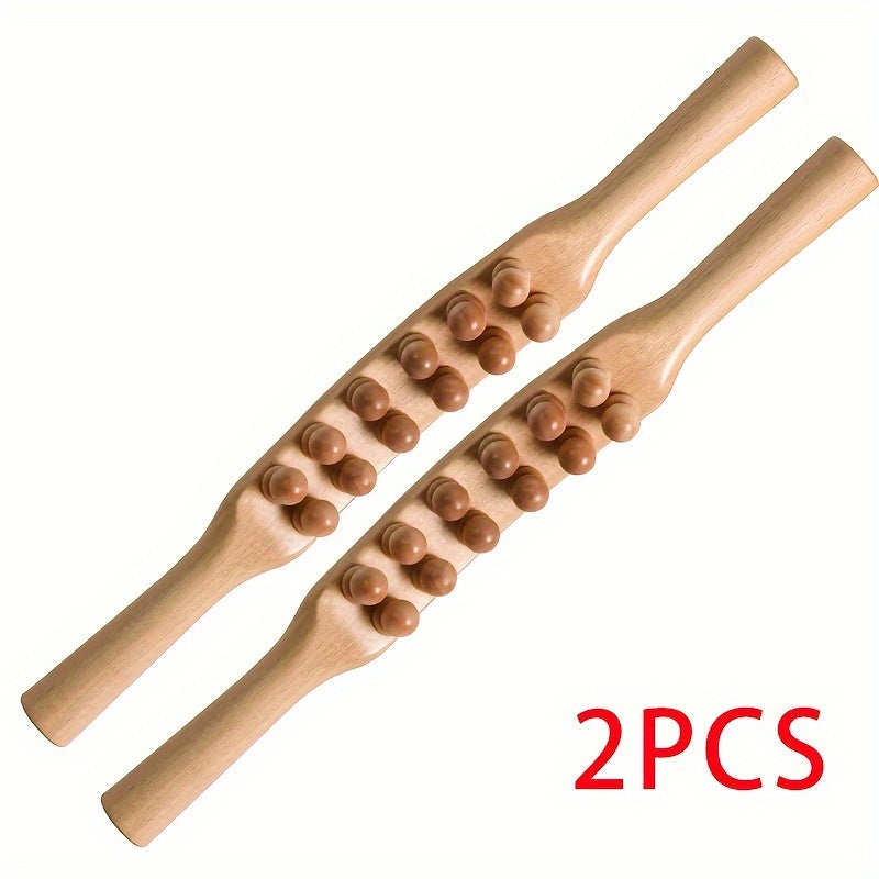 12 Beads Massage Stick, Can Relax The Whole Body, Massage The Shoulders, Neck, Back, Legs, Hands, Abdomen, Waist, Relax Muscles Tool After Exercise, Body Massager, Exercise Wooden Tools, Scraping Tool, Body Shaping Tools.