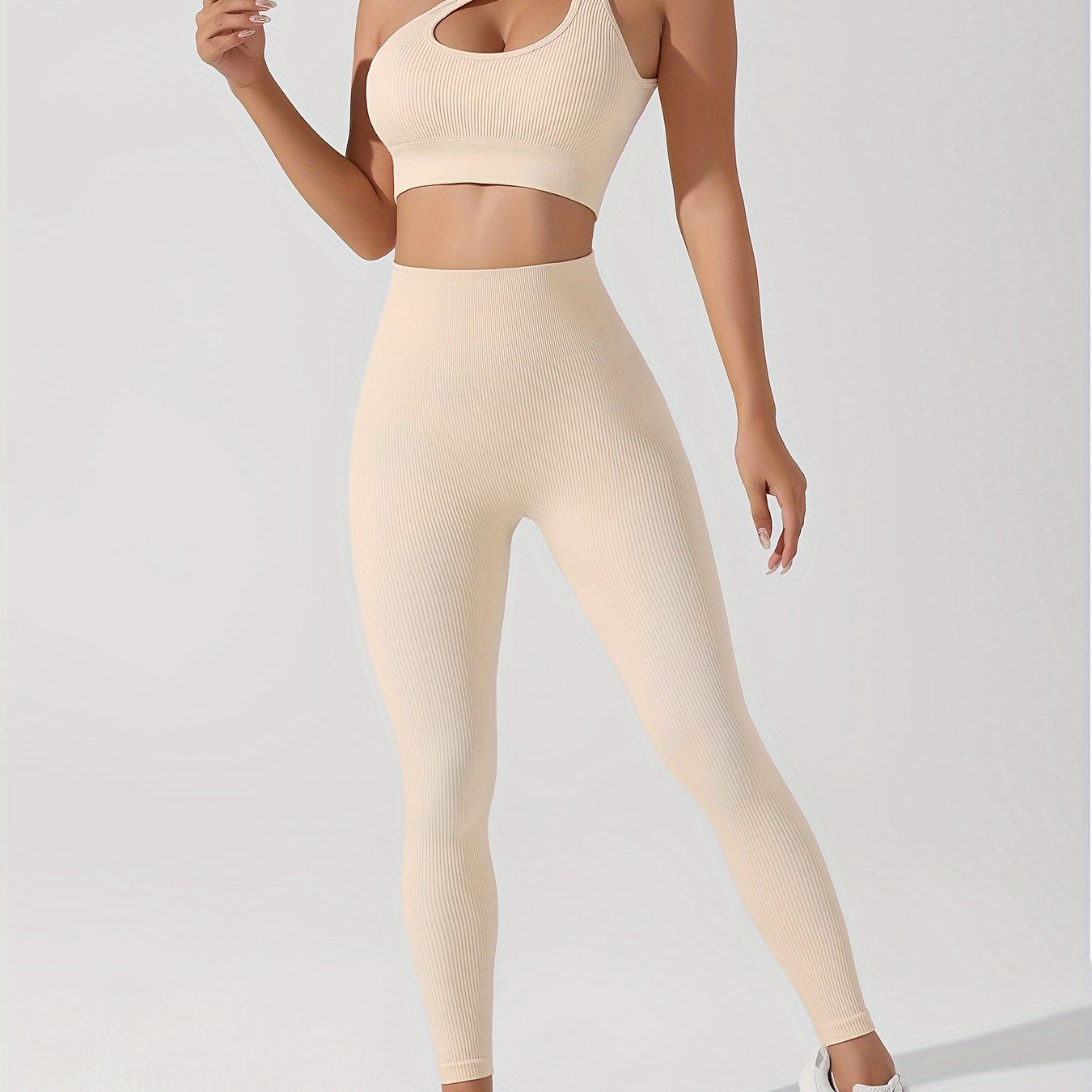 Women's 2pcs Yoga Set: Sexy One-Shoulder Sports Bra & High-Waist Butt Lifting Leggings - Stretchy, Non-See-Through Activewear