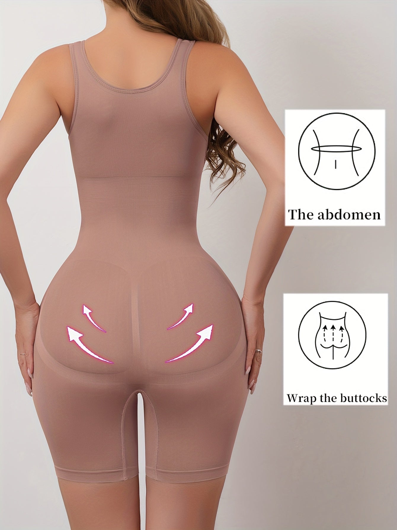 Women'S High Support Bodysuit - Seamless Double-Layer Pressed Lift & Tummy Control, Adjustable Waist with Front Closure, Non-Padded Design for Postpartum, Weight, Postpartum Shapewear, Postpartum Wear, Seamless Construction