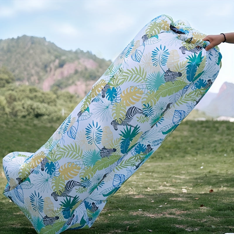 1pc Large Inflatable Sofa Chair - Heavy-Duty Oxford Fabric Portable Air Bed/Seat, Foldable Self-Inflating Couch for Adults &, No Needed, Ideal for Camping, Beach, Music Festivals, Backyard (Takes Air from Mouth, Chaise Pliant