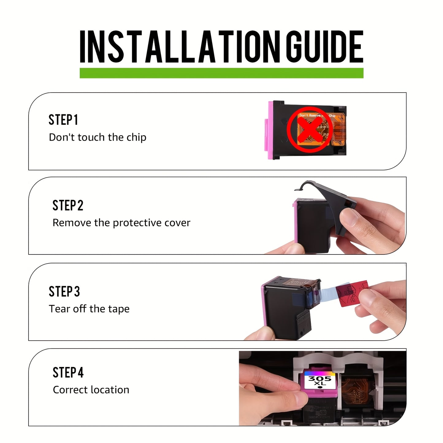 High-Yield 305XL Remanufactured Ink Cartridge for HP 305 305XL Compatible with HP DeskJet 2700 2710 2720 2722 DeskJet Plus 4100 4120 4130 Envy 6000 6010 6020 6032 Envy Pro 6400 6420- Black & Tri-Color