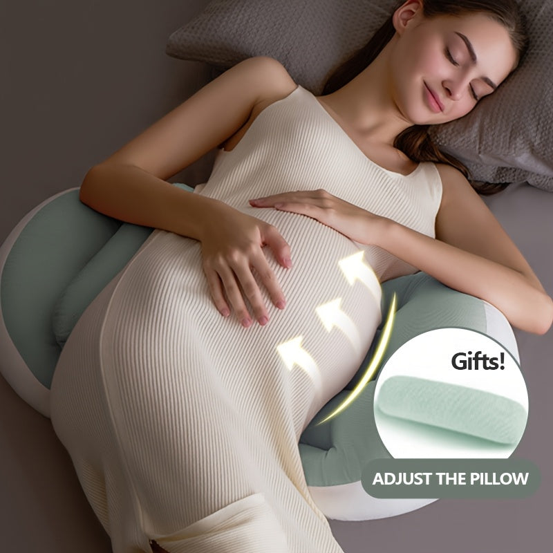 Ergonomic Maternity Pillow for Side Sleepers - U-Shaped Pregnancy Support Cushion with Lumbar Protection, Soft Polyester Fill for Comfortable Belly & Back Relief, Ideal for Pregnancy Care, Christmas