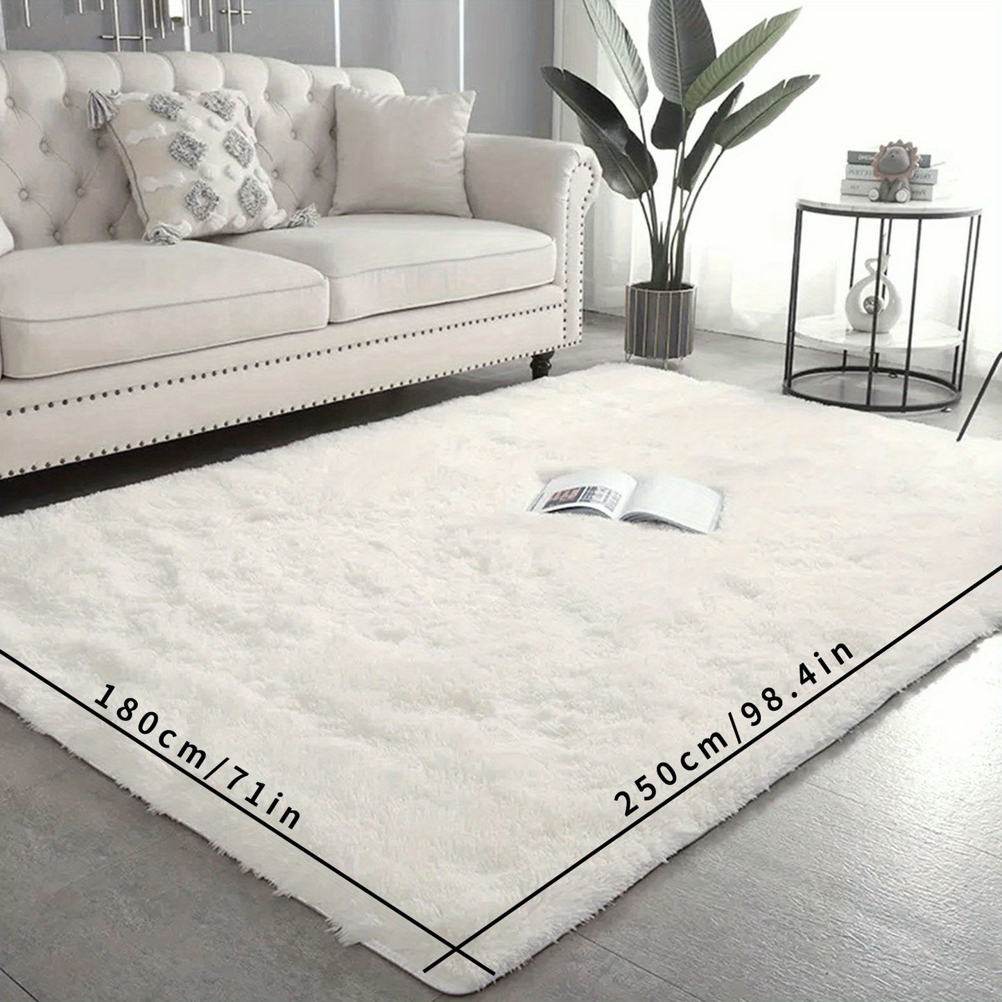 1pc Ultra Soft Plush Rug, White Large Area Rug, Non-slip Fluffy Shaggy Rug, Waterproof Shaggy Throw Rugs For Living Room Bedroom Nursery Room, Game Room Dormitory Carpet, Teenage Room Decoration, Room Decor