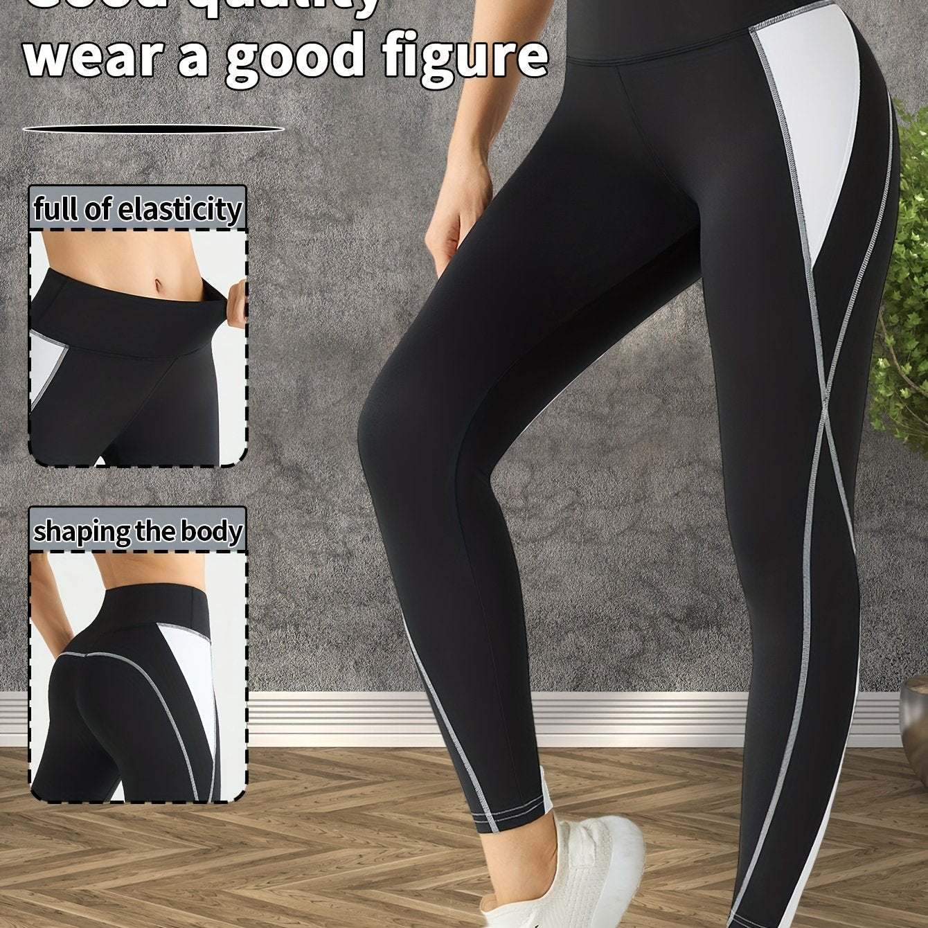 Women's High-Waisted Yoga Leggings - Butt-Lifting Tummy Control Workout Pants with Full Elasticity, Sweat Absorbent Breathable Fabric, Contrast Color Design for Gym Running Yoga & Casual Wear, Yoga Pants, Shapewear Included,