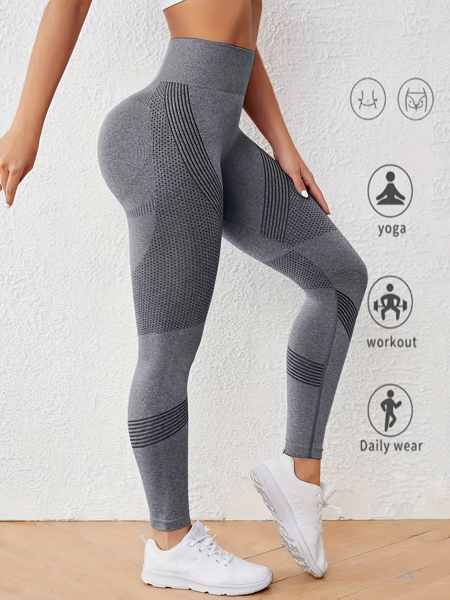 Women'S High-Waist Seamless Yoga Pants - Stretchy, Quick-Dry, and Comfortable for Workouts, Running, and Casual Wear, Featuring Peach Lift Design, Solid Color, High Waist Design, Running Pant