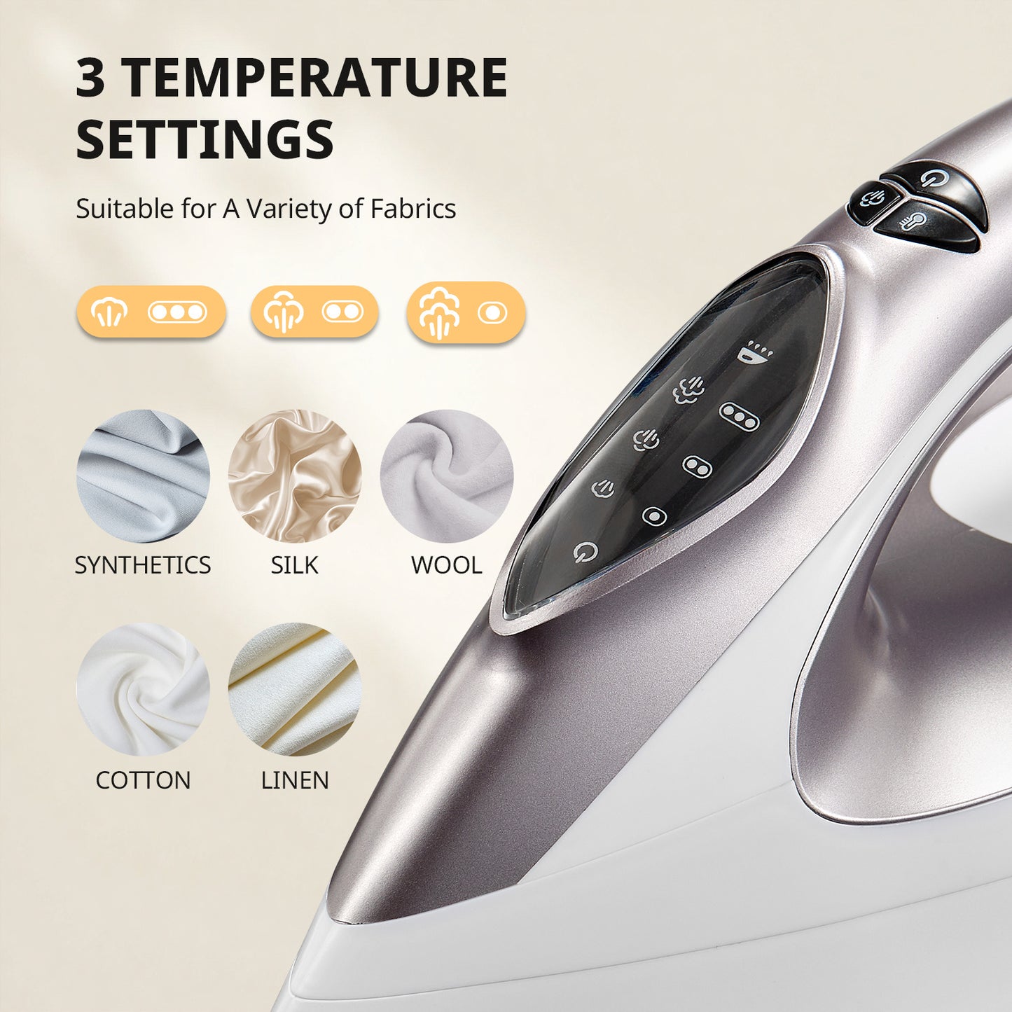 Steam Station Iron offers 5.5 bar pressure, a 1.5L water tank, a ceramic soleplate, an anti-limescale function, vertical steaming, three adjustable temperatures, cord storage, 2400W power, and comes in light purple., Steam Ir
