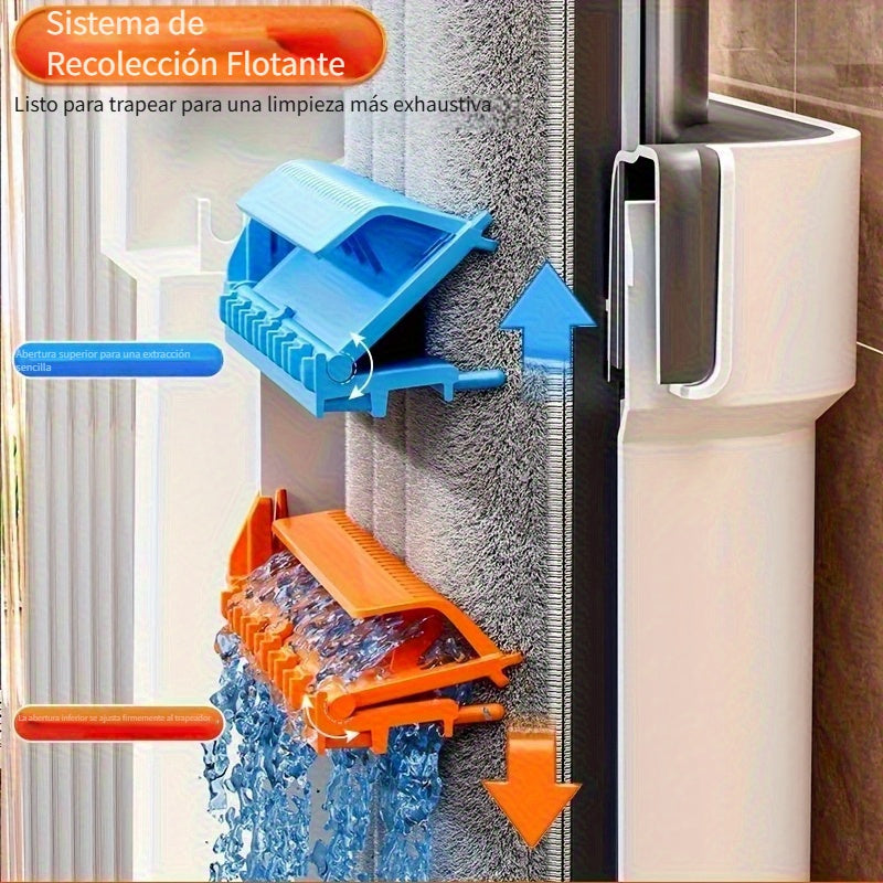 Lazy Hands-Free Flat Mop And Bucket Set with 4pcs Mop Pad- Dual-Purpose Dry And Wet Cleaning, Ideal for Bedroom, Kitchen, Living Room, Bathroom - Durable Plastic, for Household And Floor Cleaning, Tile Marble Floor Cleaning M