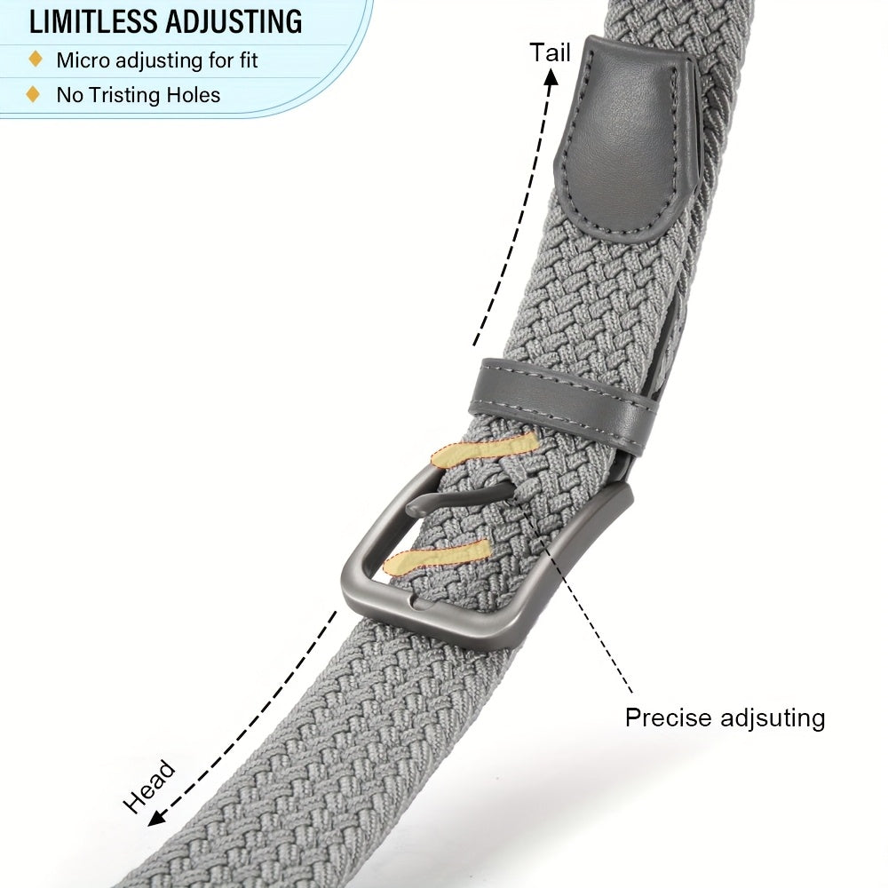 3pcs, Men's Sports Elastic Belt, Golf Belt with High Quality Alloy Buckle, Woven Hole-less Design, Adjustable Size Anywhere, Comfortable, Breathable, Match with Jeans and Casual Pants Clothing Accessory, A Multi-Functional Be