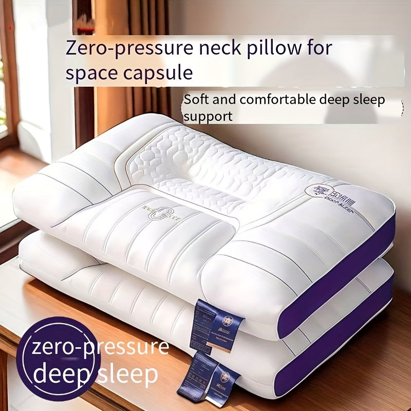1pc Zero Pressure Deep Sleep Neck Pillow - 4-Level Ergonomic Cervical Pillow with Anti-Hunchback Design, Soft & Firm Support for Side/Back/Stomach Sleepers, Non-Collapsing Core, 8-Hour Comfort, Hand Washable, Ideal for Home U