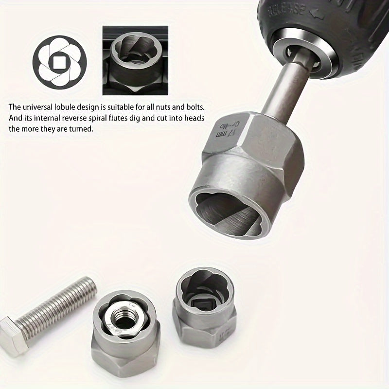 14pcs Damaged Lmpact Socket Set, Socket Set Nut And BoltExtractor Lmpact Bolt & Nut Remover-Chrome MolybdenumSteel Bolt Extractors With Storage Box