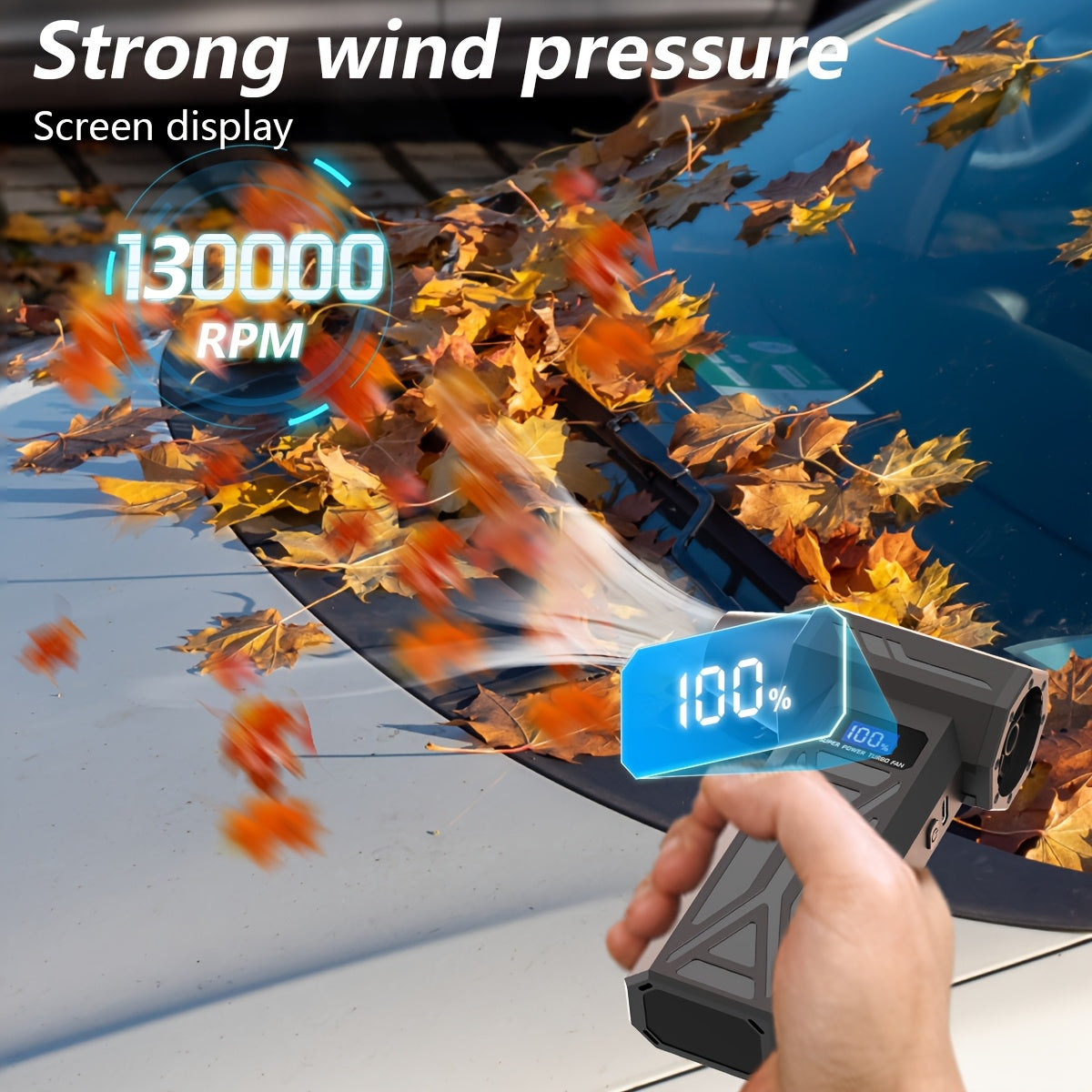 130000RPM Violent Turbofan, Intelligent Display Screen with 4-speed Adjustable, Includes 5 Nozzles, High-capacity Battery, The Best Holiday Gift for Portable Air Blowers Suitable for Computers, Keyboards, Outdoor and Car Clea