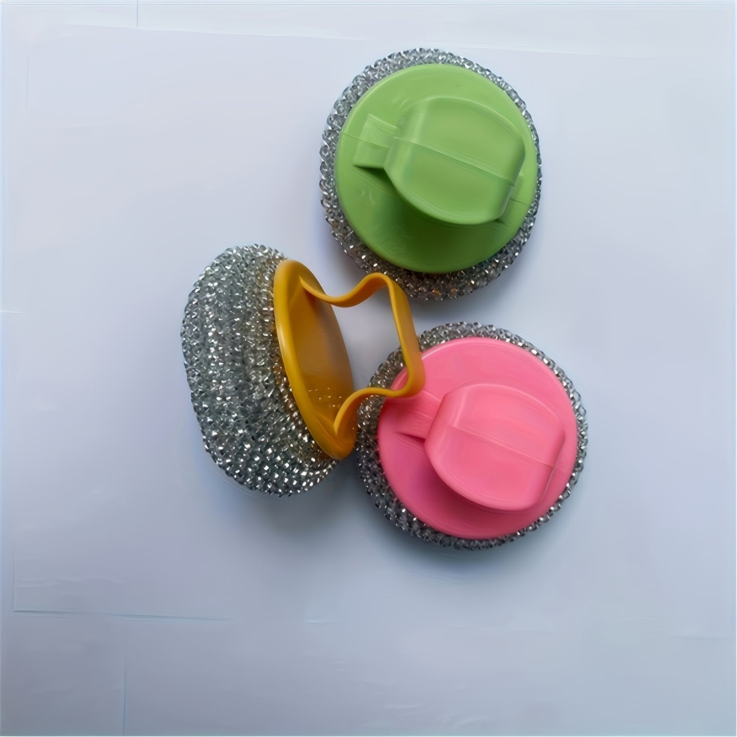 1pc Stainless steel cleaning brush with ergonomic handle - Reusable scouring ball, suitable for pots, kitchens, bathrooms, floors and outdoor use - Durable plastic and metal bristles, 1-4pcs, multi-functional scouring ball