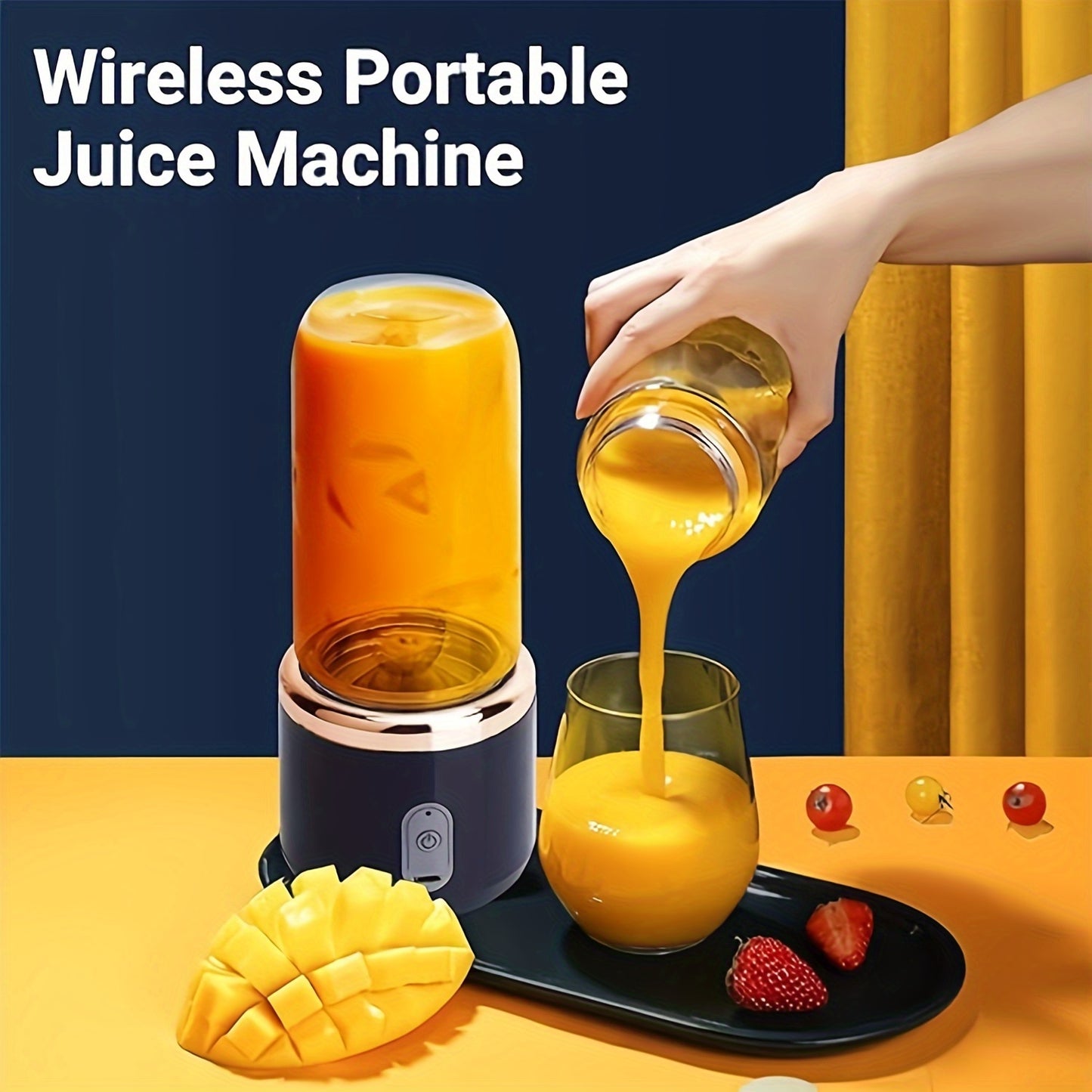 Portable Blender, Mini Smoothie and Shake Maker, USB Rechargeable Personal Mixer with 6 Blades for Fresh Juice, 430g Capacity, Stainless Steel Body, Round Shape, Ideal for Kitchen, Home, Travel - Blenders for Kitchen