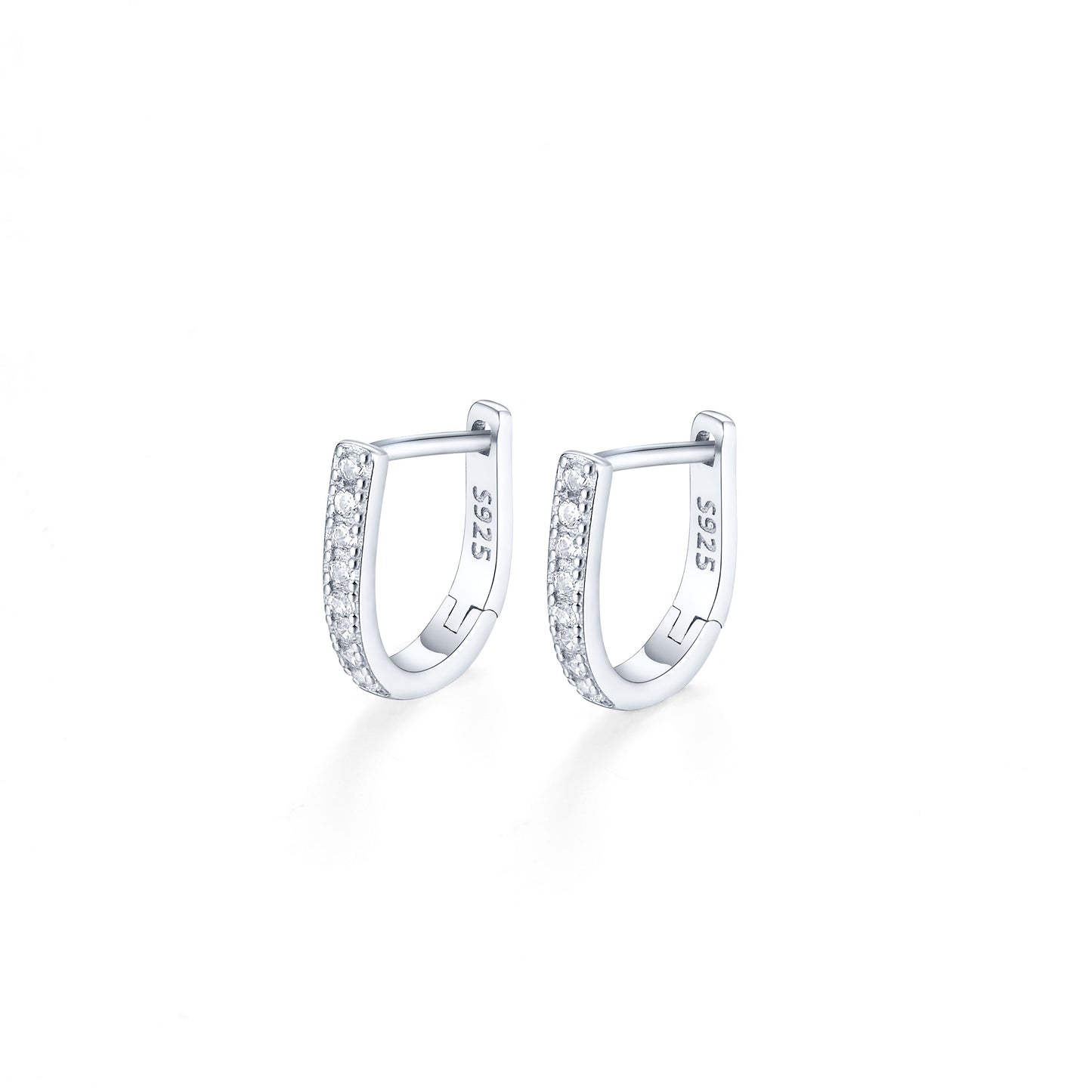 Sterling 925 Silver Jewelry Full Shiny zirconia Decor Hoop Earrings Elegant Minimalist Style Delicate Female Gift