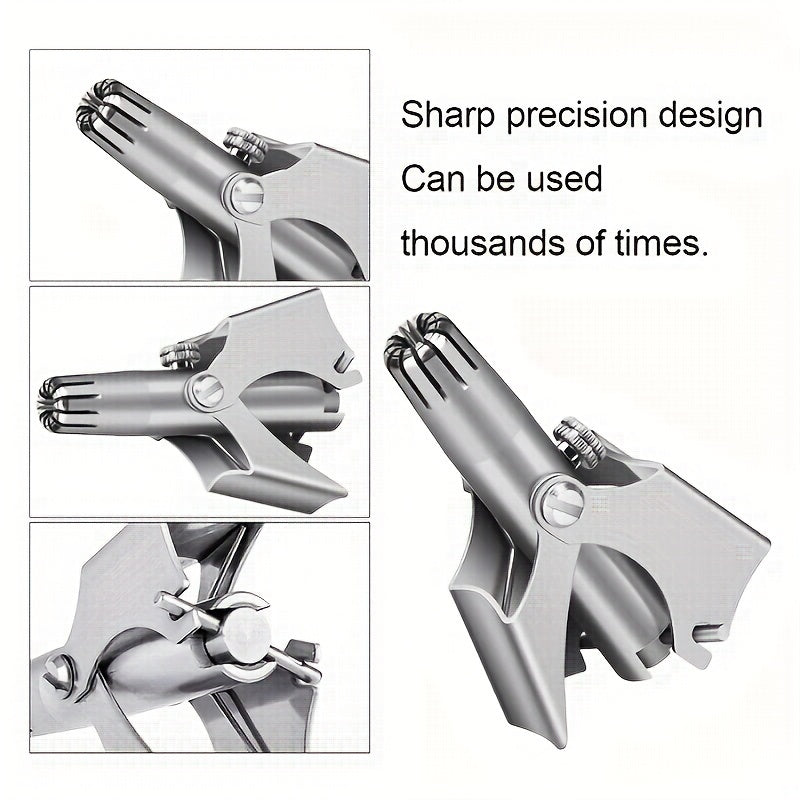 Stainless Steel Nose Hair Trimmer for Men & Women, Manual High-Quality Small Round Head,, Hypoallergenic Ear & Nose Hair Cutter, No Battery Needed, Washable