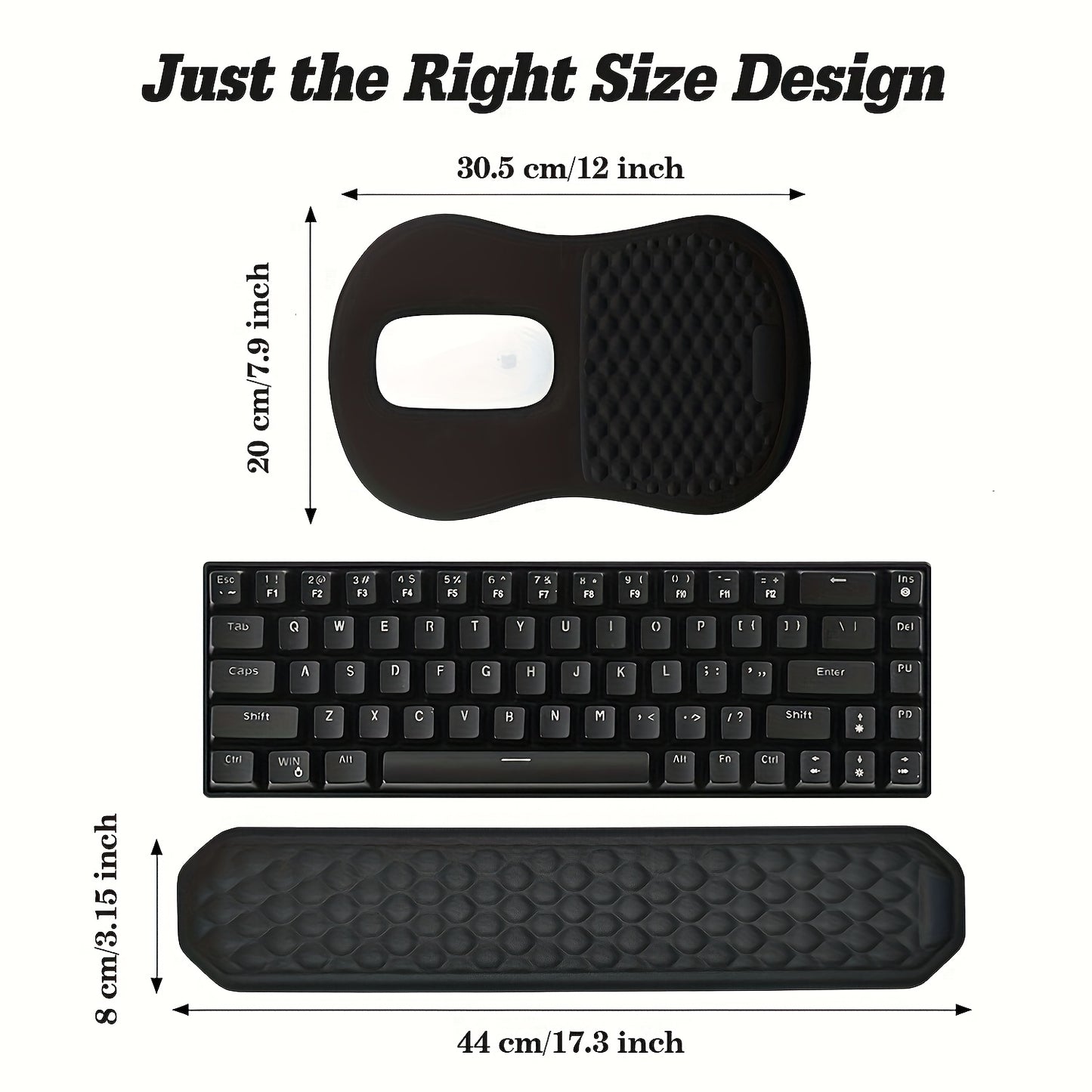 Ergonomic Memory Foam & Non-Slip Mouse Pad with Wrist Rest - Massage Design for Pain Relief, Comfortable Wrist & -Skid Base, Office/Gaming Desk for Computer, PC, Laptop, Remote Work - Accessory for Hand