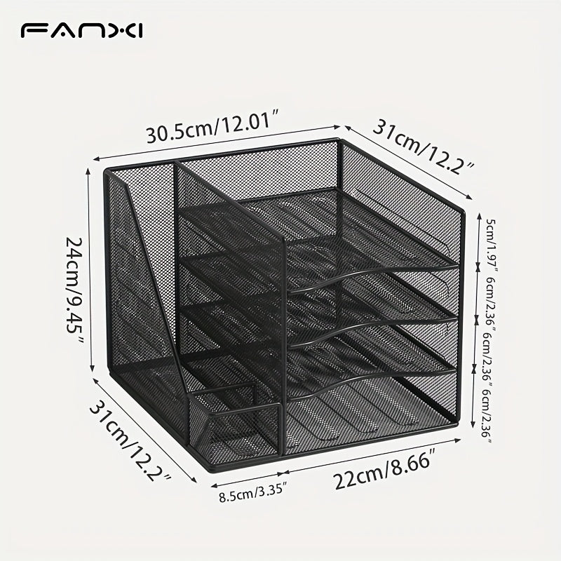 Iron Paper Organizer, Letter Tray, Document Data Bookend, Desk File Organizer, for Office, Home or School