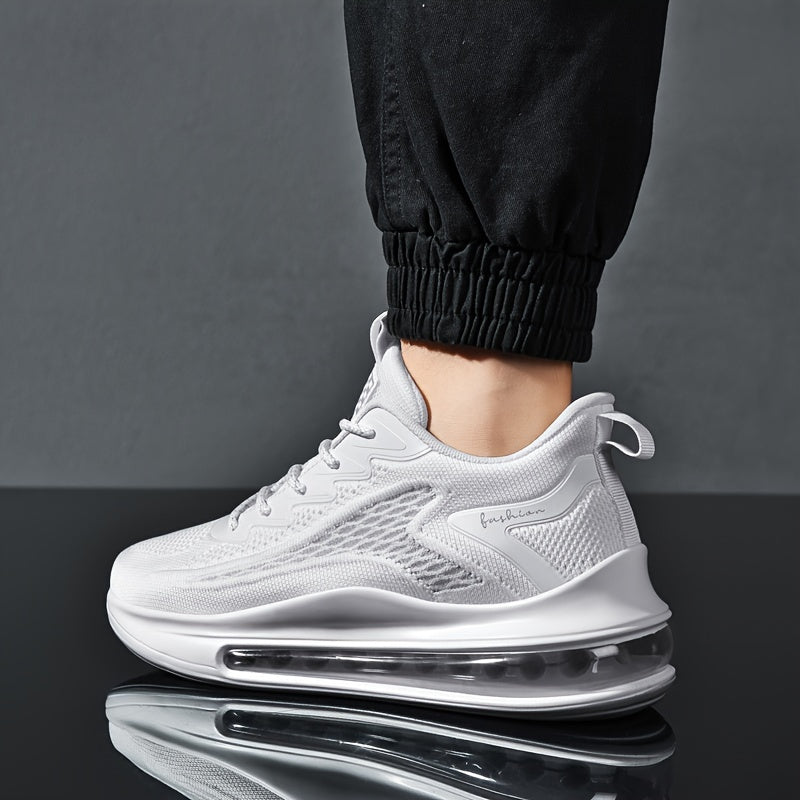 2023 New Men's Running Shoes - Shock-Absorbing Breathable Fabric & PU Cushioning, All-Season Athletic Sneakers with Sport Control Technology, Black Lace-Up Design for Gym, Jogging & Casual Wear