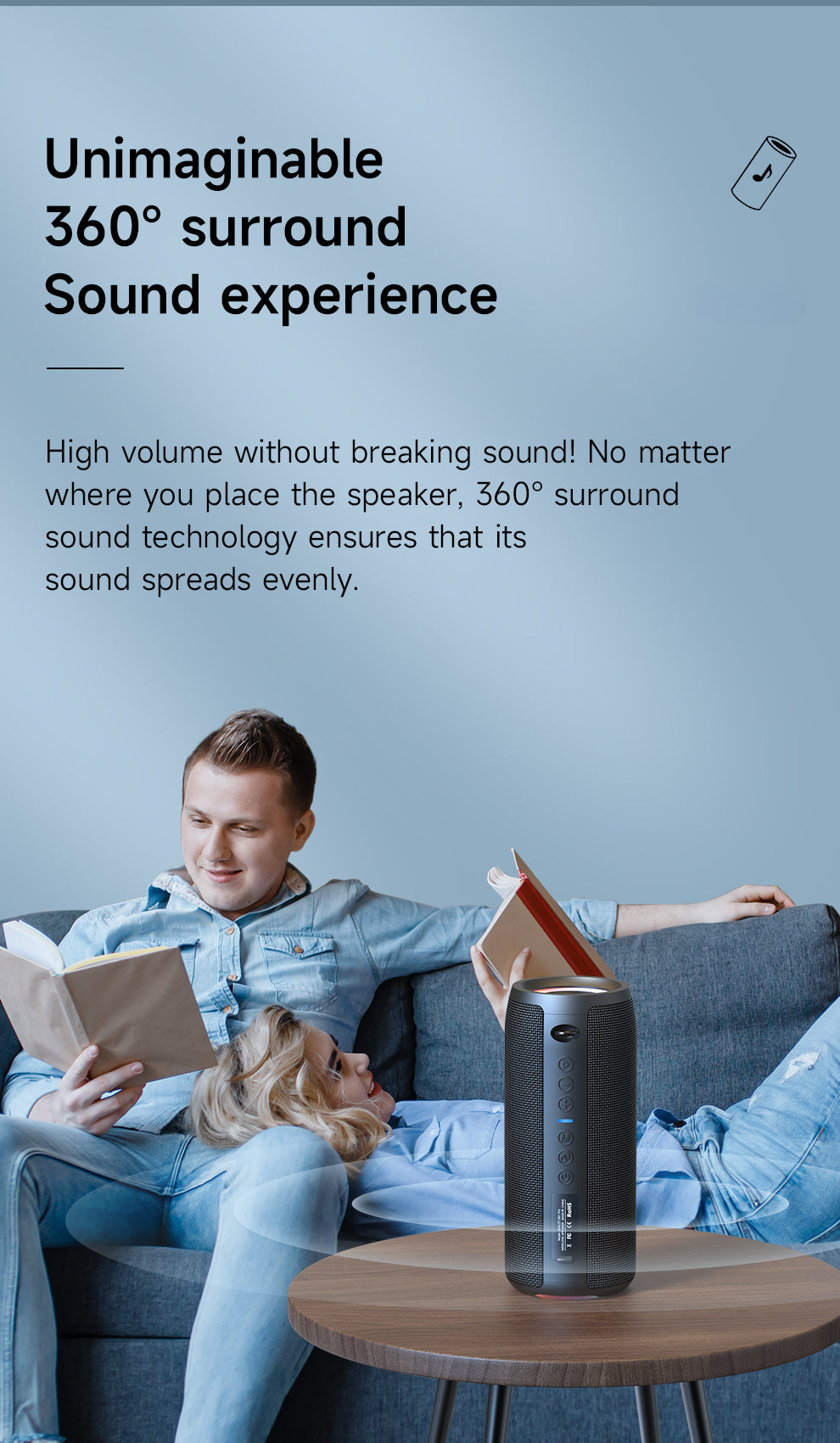 ZEALOT S51 Pro Wireless Speakers, Outdoor Portable Subwoofer Speaker, Wireless Speaker, Dual Pairing, Booming Bass, Charging Cable And Aux Cable, Connect with Mobile Phone/Tablet/TV, for Home, Car, Outdoor, Camping