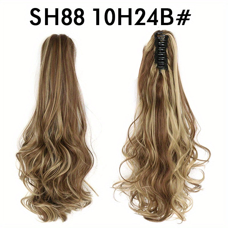 Long Wavy Ponytail Extensions - 55.88 cm Claw Clip In Synthetic Hair Piece For Women - Add Volume And Style To Your Hair Halloween Christmas