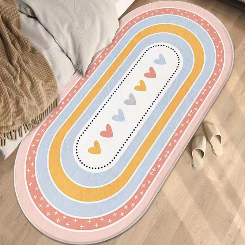 Upgrade Your Bedroom with a Soft and Stylish Oval Long Strip Bedside Mat - Imitation Cashmere Thickened Floor Mat