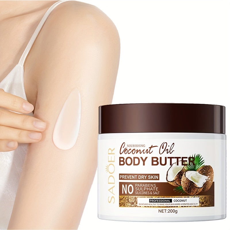 200g Coconut Moisturizing Body Cream, Body Butter With Vitamin E, Long Lasting Fragrance, Soothing Nourishing Rejuvenating Skin, Suitable For Various Skin Types With Plant Squalane