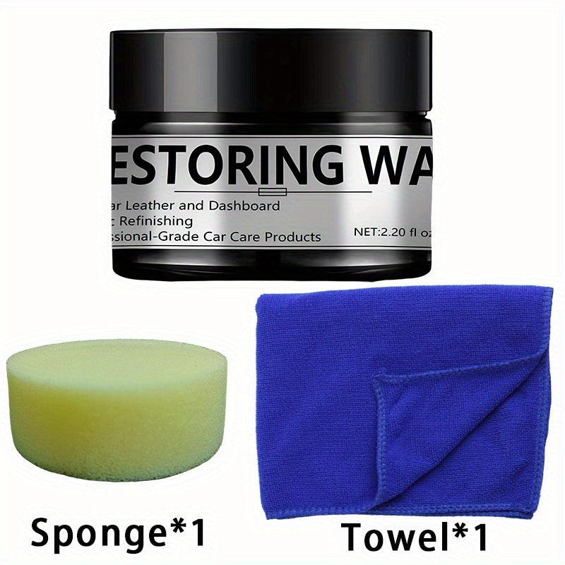 65ml Interior Renovation Wax & Plastic Parts Renewal Interior Shine Wax, Tire Protector, Black Vehicle Yellowing Repair with Nano Crystal Coating Effective Scratch Removal & Restorative Formula for Long-Lasting Shine