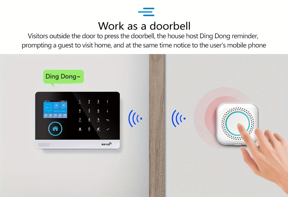 WiFi + GSM Auto-dial Smart Home Security Alarm System 433MHz LCD Display Alarm Panel Door Window Sensor PIR Motion Sensor Kit APP Remote Control Compatible With Alexa Google Home