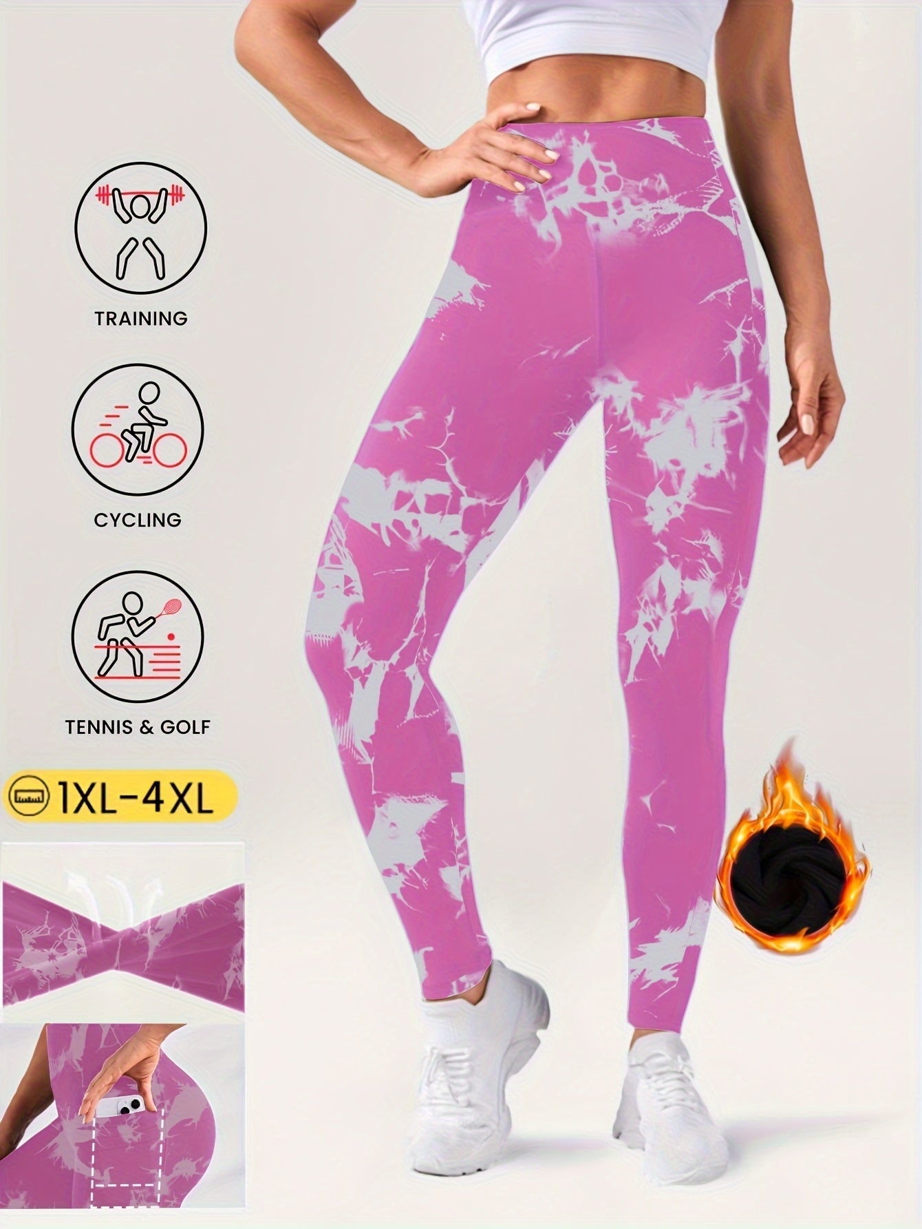 Women's Plus Size Fleece-Lined Yoga Pants with Side Pockets - Elegant, Stretchy & Warm for Fall/Winter, Elegant Special Project Style, Winter