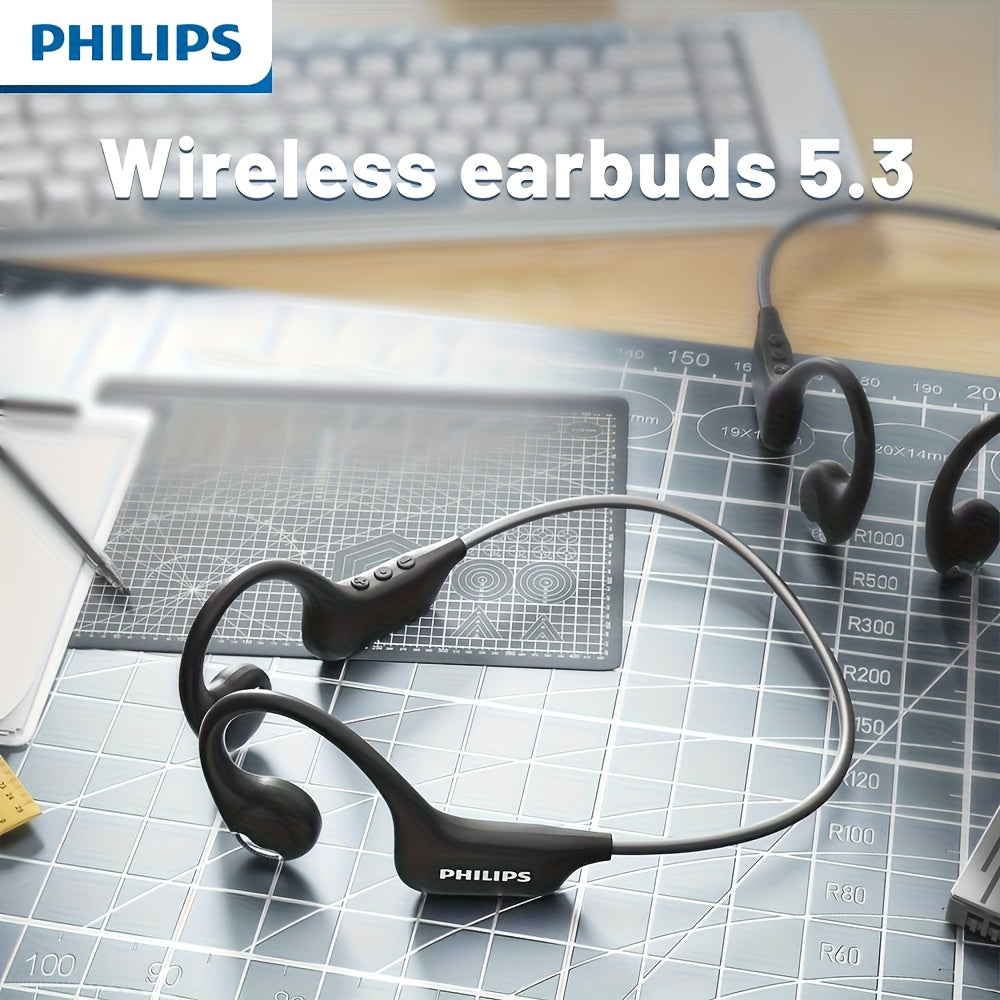 For Philips BT5.3 Wireless Headphones - Sporty Open-Back Design with Built-in Microphones, Neck Strap, Stereo Sound, USB-C Charging, Lightweight & Durable for Running, Gym, Workouts - Model TAA1708, Workout Headphones, Gym Ea