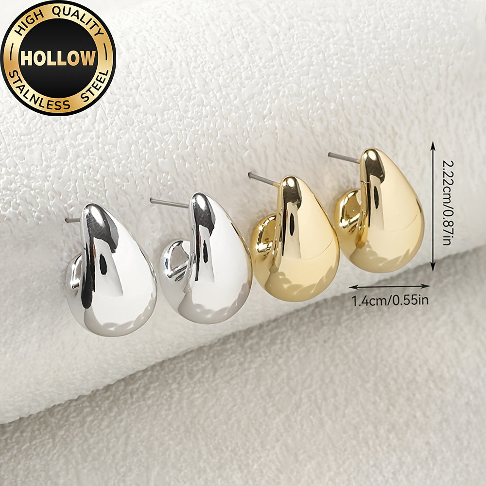 High-Quality Hollow Stainless Steel Hypoallergenic Golden Water Drop Earrings, Anti-Fade, Comfortable And Versatile, Simple And Elegant, Fashionable Women'S Earrings And Jewelry Accessories for Daily Wear Or Parties, Are Exqu