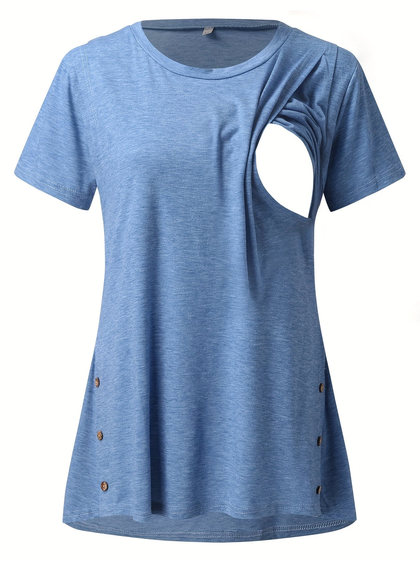 Women's Maternity Nursing T-shirt, Casual Mid Stretch Breathable Breastfeeding Pregnancy Top For Outdoor