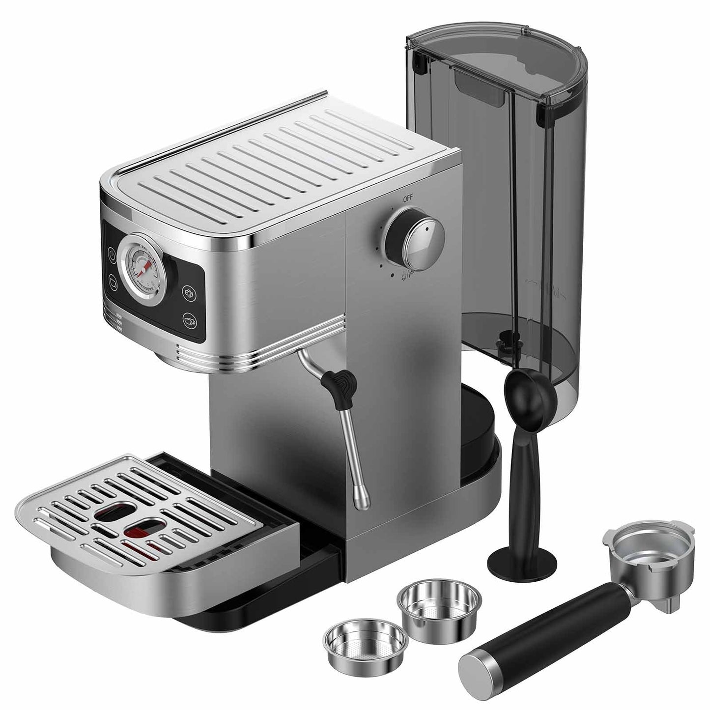 Espresso Machine CM1660B with 20 Bar Ulka Pump - Sieve Carrier Machine with Milk Frother, 1350W, 1.3L Water Tank - Compact Coffee Machine for Home