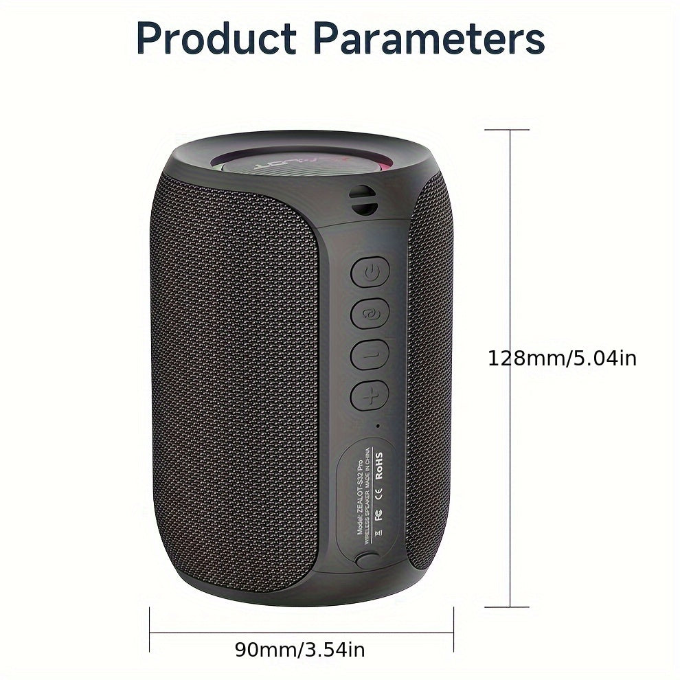 ZEALOT S32Pro 15W Wireless Speaker, Portable Bass, TWS Supports Dual Pairing, 3600mAh Battery, RGB Light, 10 Hours of Gaming Time, Loud Stereo, Charging Cable And Auxiliary Cable, Compatible With Memory Card/usb Insert, Suita