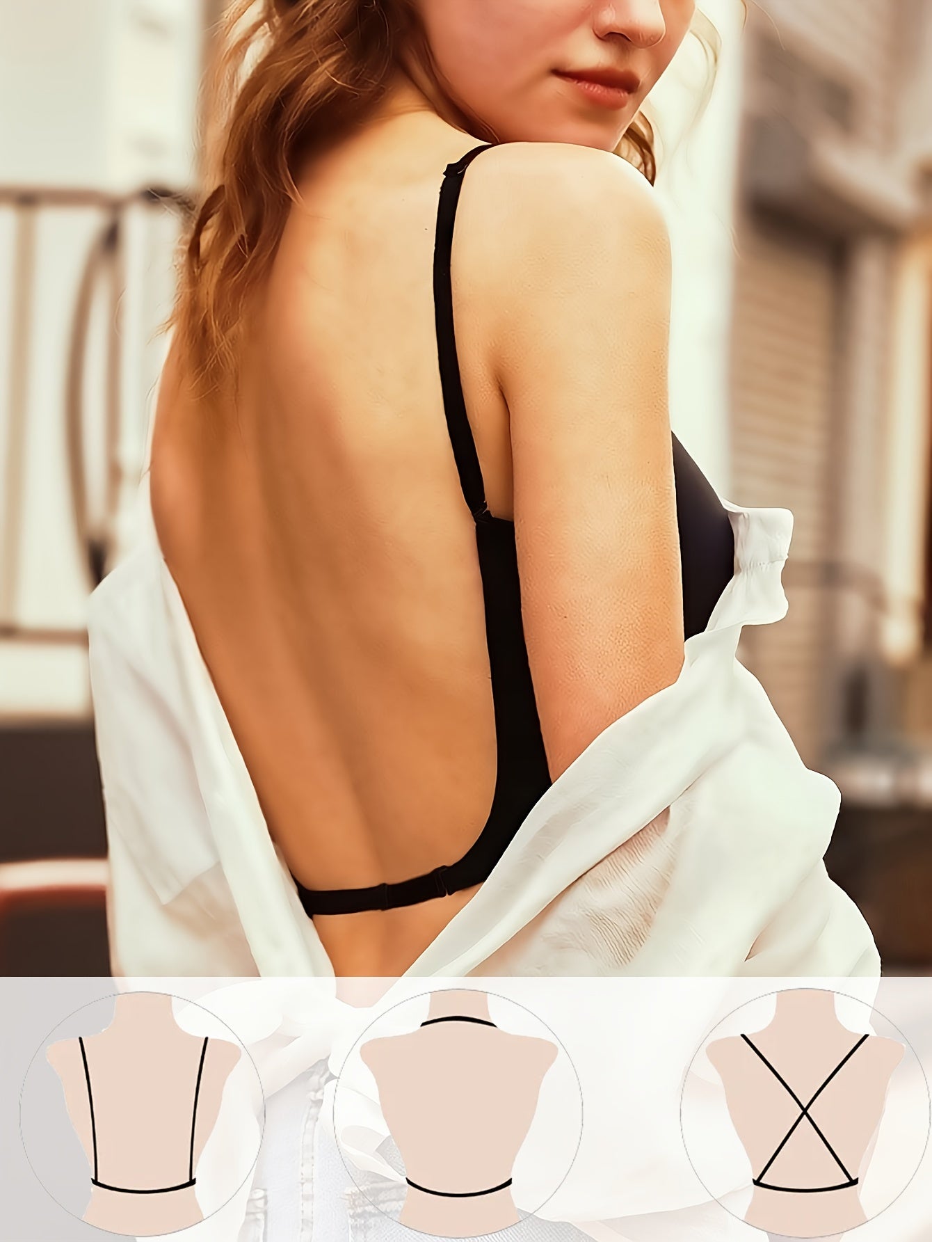 Backless Wireless Sports Bra, Yoga Fitness Workout Bra, Women's Activewear