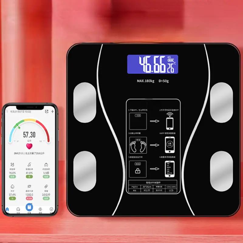 1pc Scales Smart Digital LED Scale, Fat Measurement Scale, Smartphone App Connection (Battery Models, Batteries Not Included), Bathroom Tools