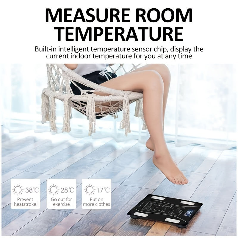 1pc Scales Smart Digital LED Scale, Fat Measurement Scale, Smartphone App Connection (Battery Models, Batteries Not Included), Bathroom Tools