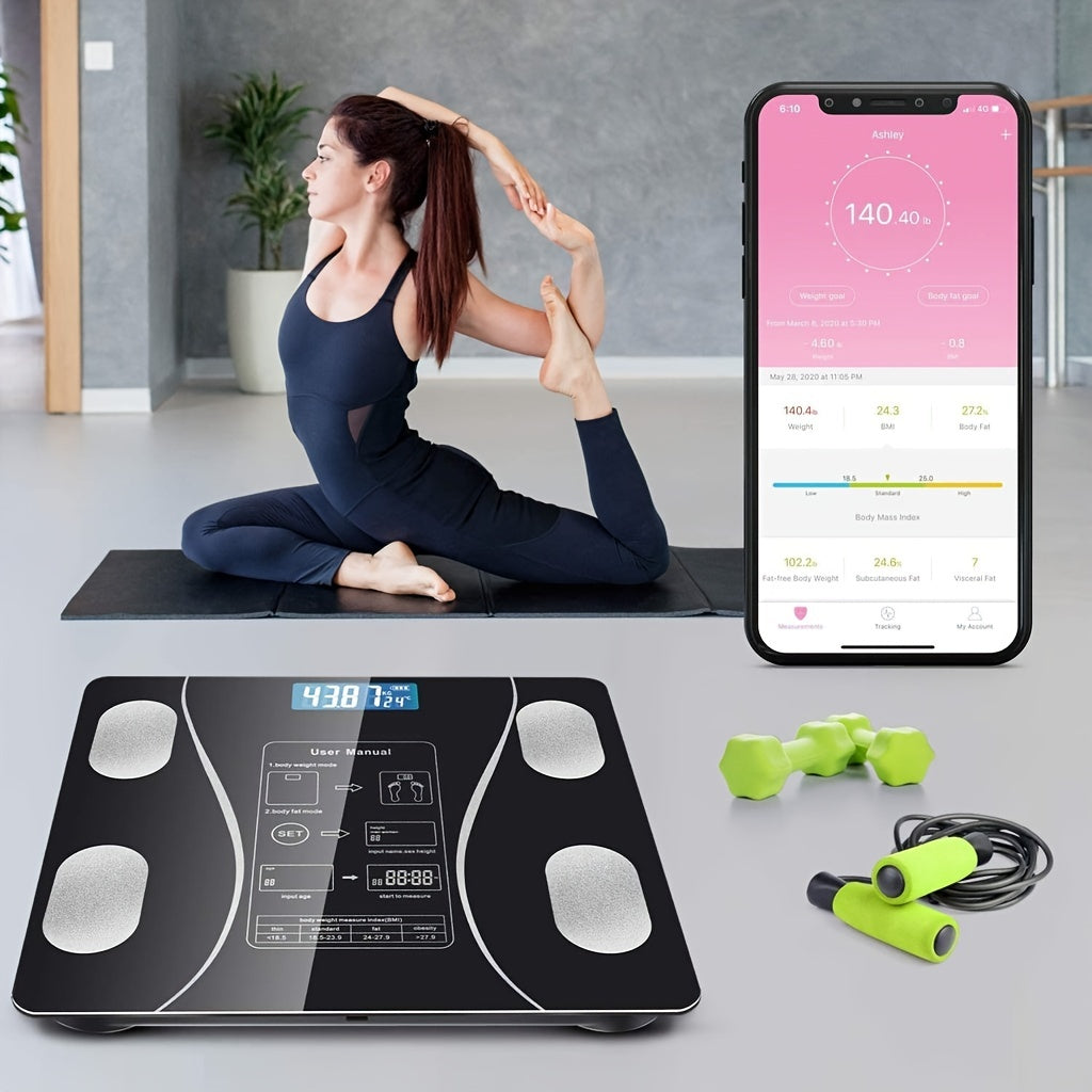 1pc Scales Smart Digital LED Scale, Fat Measurement Scale, Smartphone App Connection (Battery Models, Batteries Not Included), Bathroom Tools