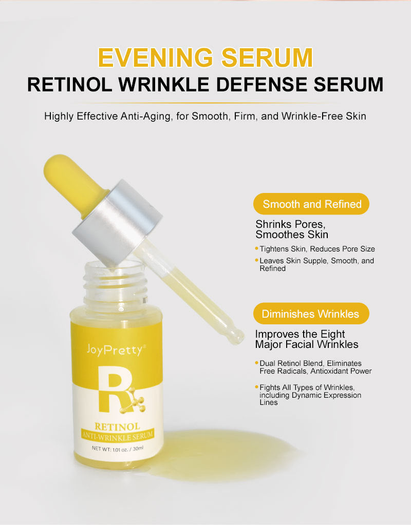 Vitamin C Serum In The Morning And Retinol Essence In The Evening, Facial Skin Care Serum Set, Moisturizing, Rejuvenating Essence To Improve Rough Skin, 30ml*2pcs/Set With Plant Squalane