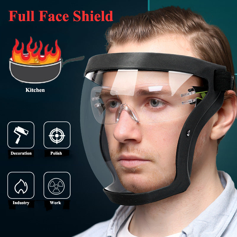 1pc Work Protection Mask, Transparent Facial Protector Face FaceMask, Protective Outdoor Heating Home Kitchen Tools, Full Face Mask