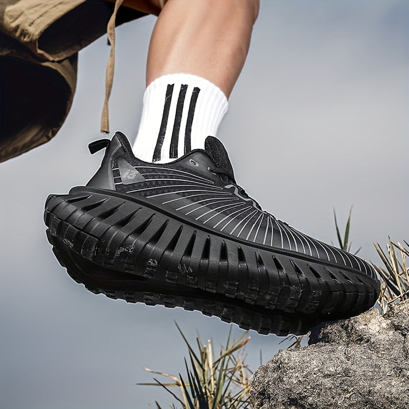 Men's Breathable Mesh Running Shoes - Lightweight, Non-Slip, Durable Hiking & Fitness Shoes with Air Strap for Indoor/Outdoor Use, Gray and Green Design, Casual Sports Shoes | Modern Sneakers | Breathable Mesh Upper