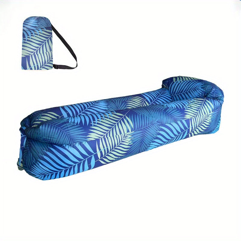 1pc Large Inflatable Sofa Chair - Heavy-Duty Oxford Fabric Portable Air Bed/Seat, Foldable Self-Inflating Couch for Adults &, No Needed, Ideal for Camping, Beach, Music Festivals, Backyard (Takes Air from Mouth, Chaise Pliant