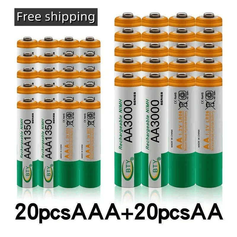 4-20pcs AA+AAA Rechargeable Battery 1.2V AA3000MAH+AAA1350mAh Nickel Hydrogen Battery Suitable for Camera Toy Car Computer Clocks Radios Video Games Digital Cameras