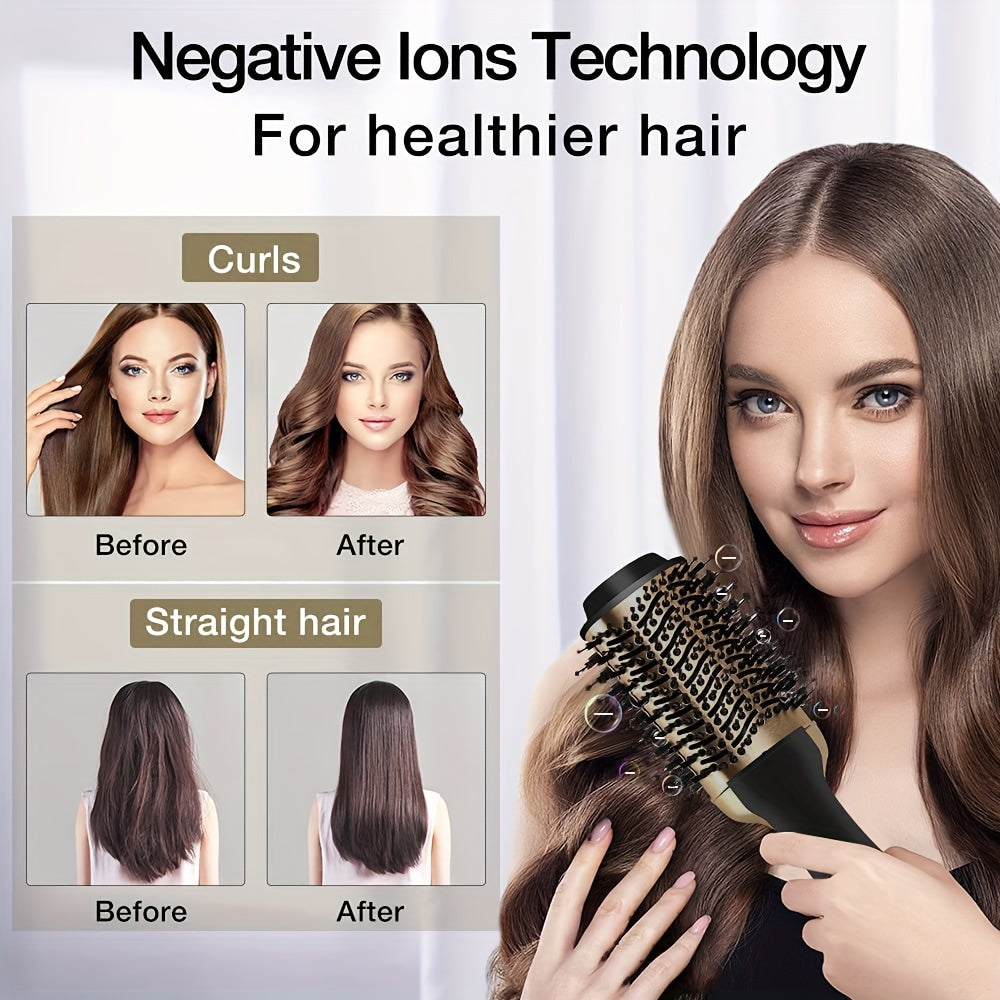 1pc 2-in-1 multi-functional hot air brush and negative ion straightening comb make your hair style fast - a gift for women and a holiday gift