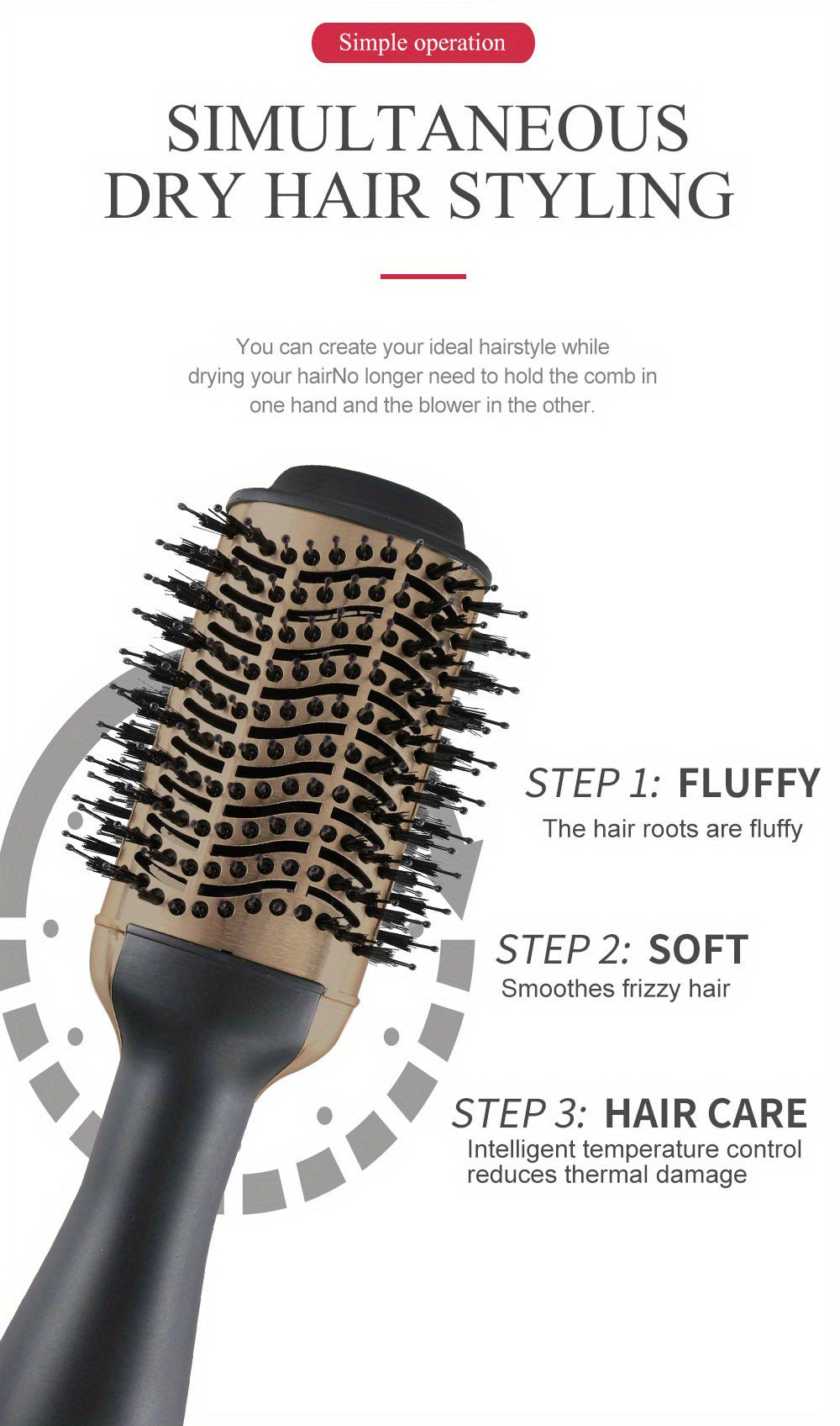 1pc 2-in-1 multi-functional hot air brush and negative ion straightening comb make your hair style fast - a gift for women and a holiday gift