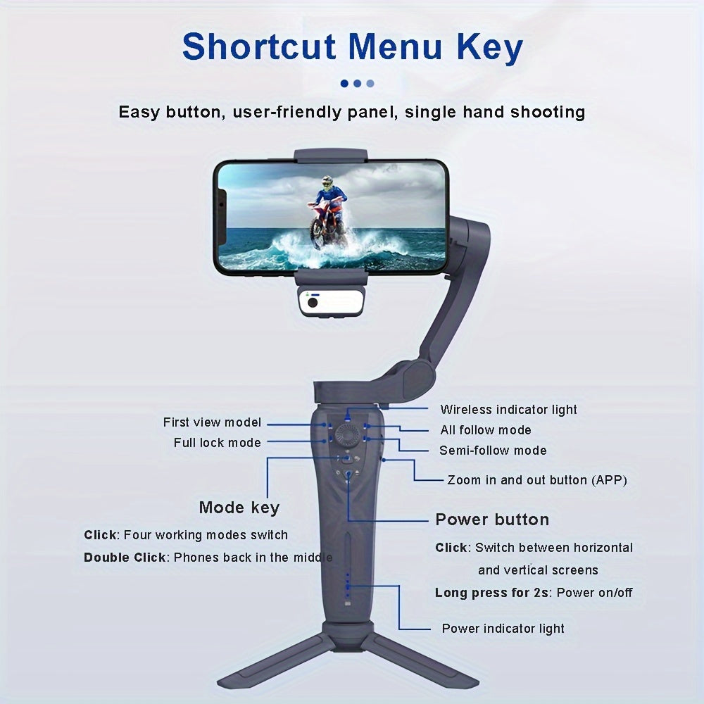 2024 New Magnetic AI Module Three-axis Anti-shake Video Stabilizer AI Tracking Module, Front Rear Tracking APP, Various Stimulating Gameplay Eighth-generation AI Face Tracking, Gesture Control Face Recognition Beauty Fill Light 3 Co