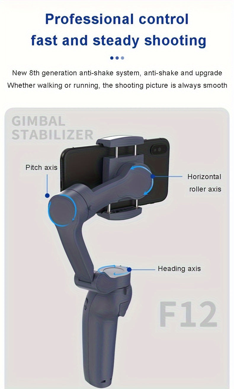 2024 New Magnetic AI Module Three-axis Anti-shake Video Stabilizer AI Tracking Module, Front Rear Tracking APP, Various Stimulating Gameplay Eighth-generation AI Face Tracking, Gesture Control Face Recognition Beauty Fill Light 3 Co