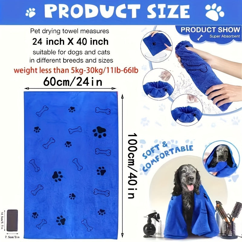 Superabsorbent Microfiber Dog Towel - Quick-Drying, Soft Pet Bath And Grooming Cloth for Medium to Large Breeds - Grey